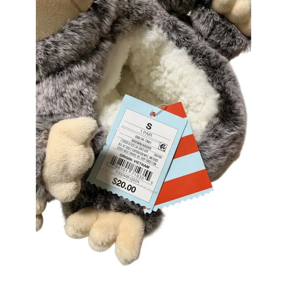 Cat & Jack Sloth Plush Kids Slippers Gray Size S 13 1